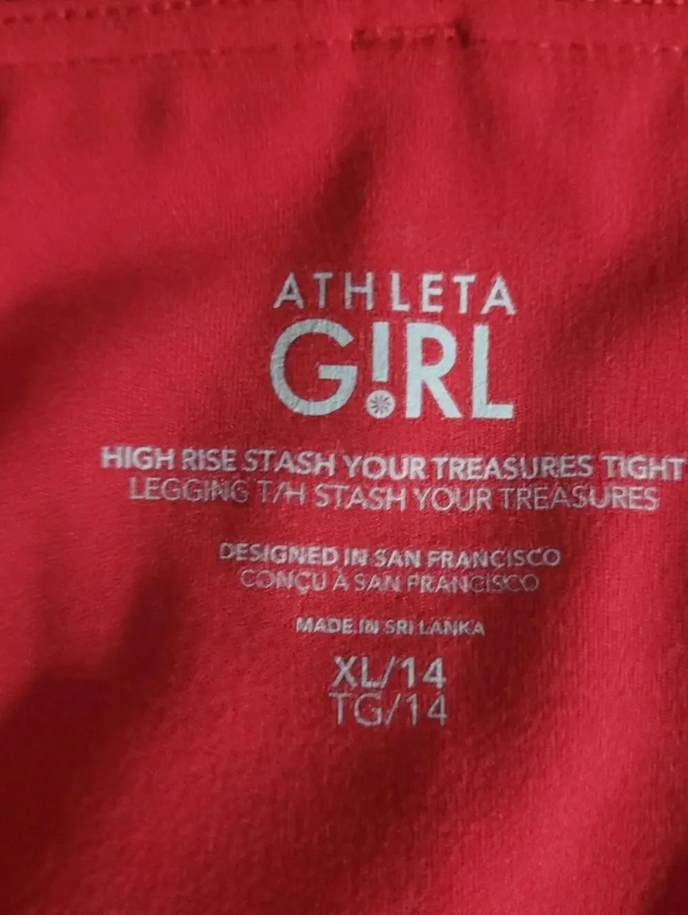 Athleta Girl Red Leggings Sz XL/ 14